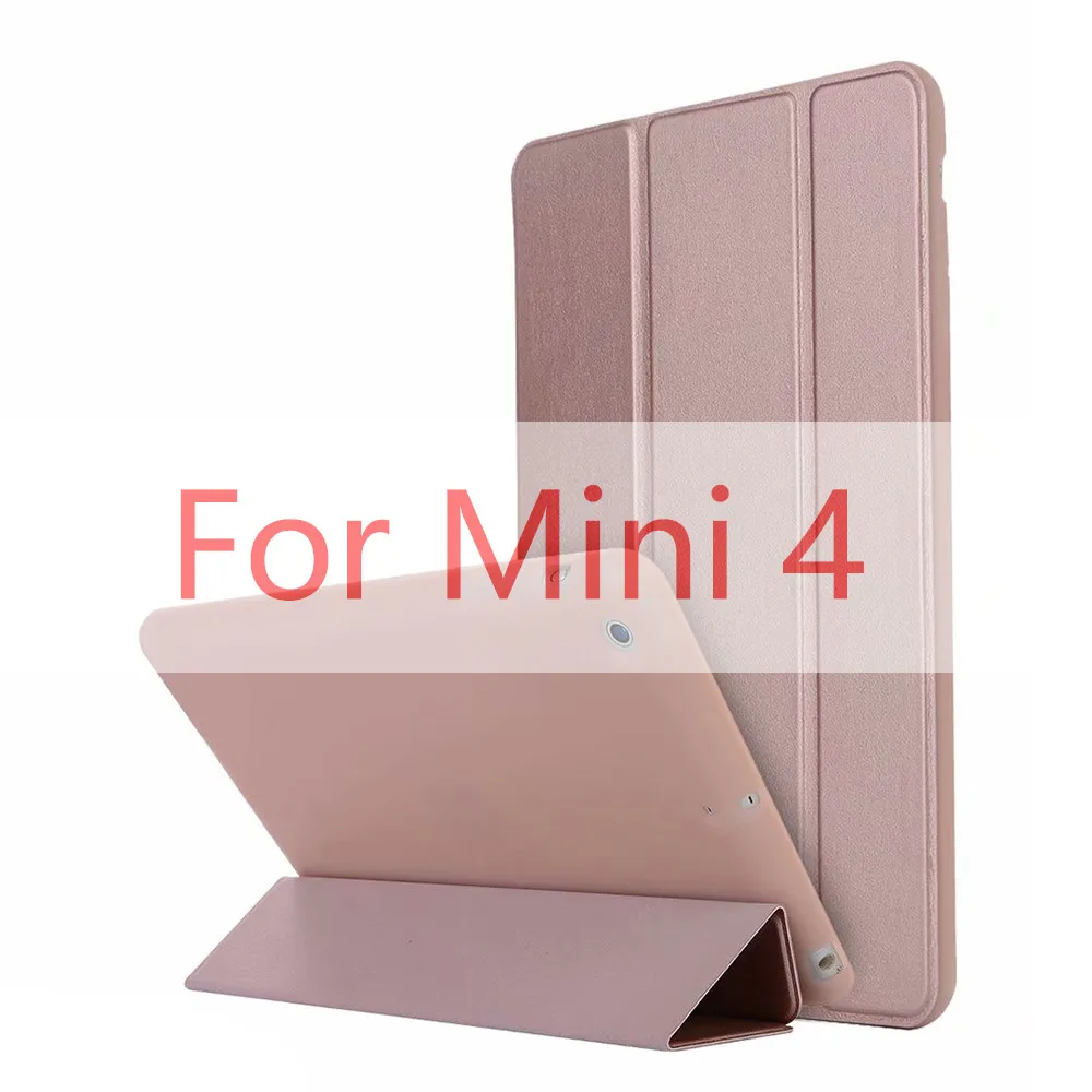 Mini4 Rose Gold Для Apple iPad Mini 4 3 2 1 чехол, тонкий из искусственной кожи+ ТПУ Мягкий задний теплоотвод смарт-чехол для iPad Mini4 Mini 2 Чехол Funda - Цвет: Mini4 Rose Gold