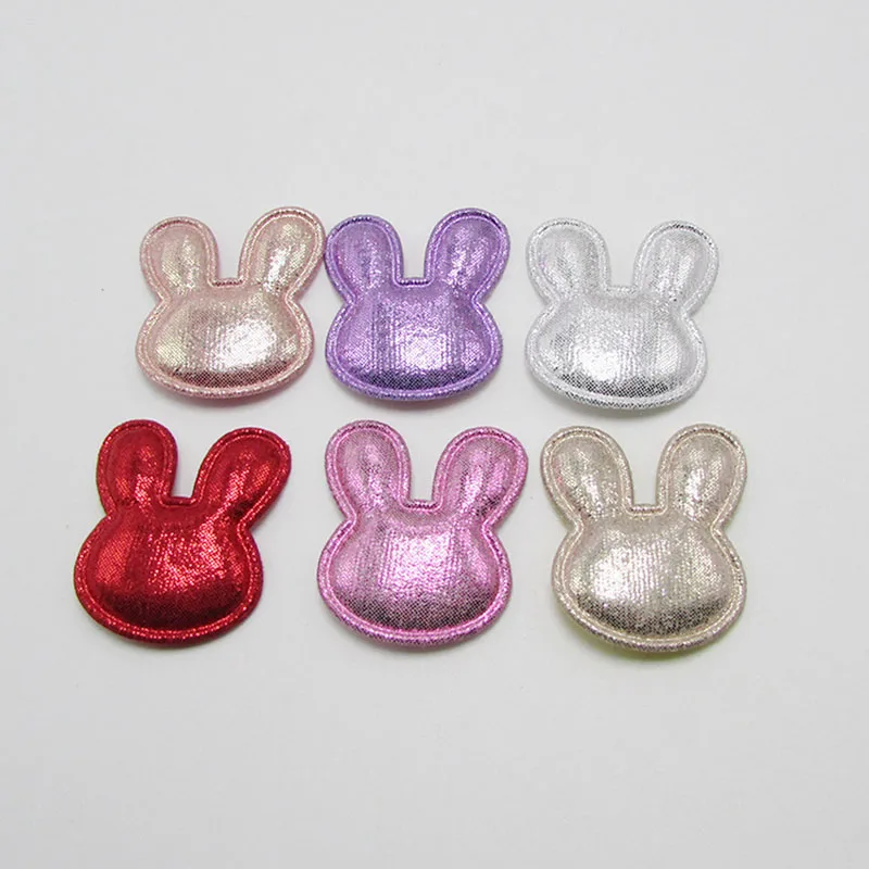 

60pcs/lot 3x3.3cm Pu Rabbit Padded Appliques For Birthday Cake Insert Cards and BB Clip Accessories