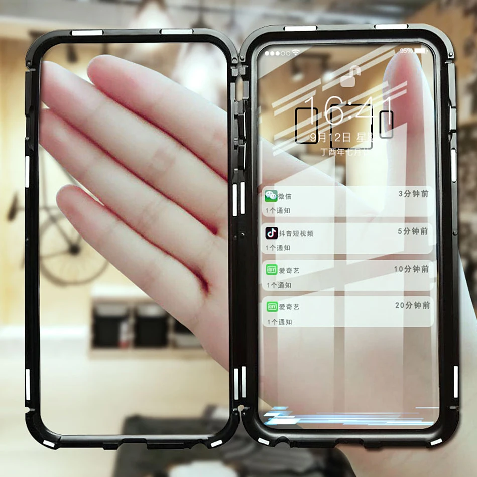 Металлические Магнитные Стекло чехол для samsung Galaxy Note 9 8 S8 S9 плюс A7 2018 J6 J4 Магнит