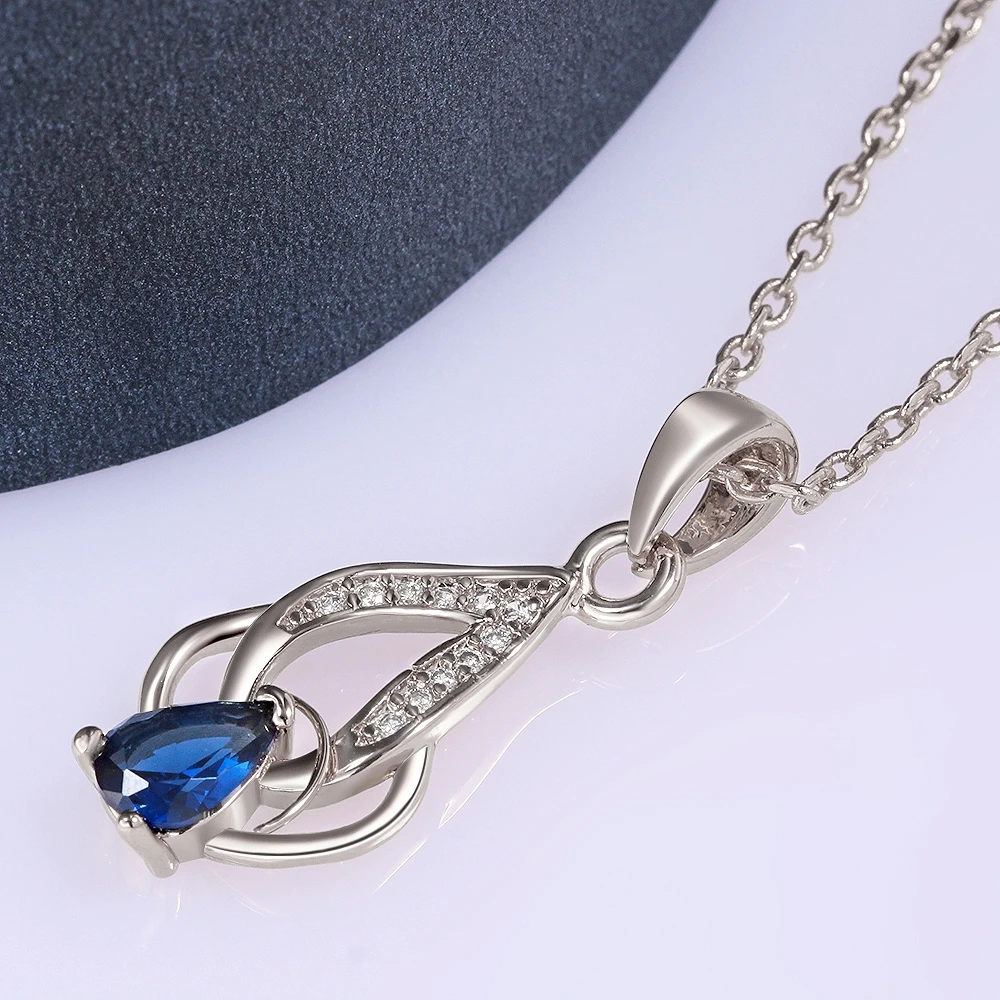Hot Sale Jewelry ! New 2015 Fashion Blue Crystal Necklace Trendy Water Drop Platinum | Украшения и аксессуары