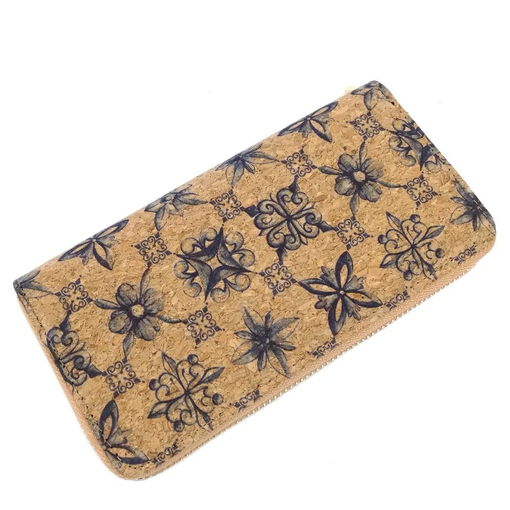 PORTUGAL TILE PRINT GENUINE CORK WALLETS WOMEN LONG WOODEN CARD HOLDERS | Багаж и сумки