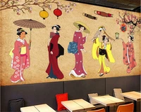 beibehang fashion silk cloth wallpaper sexy japanese vintage character shop sushi background wall papel de parede 3d wallpaper