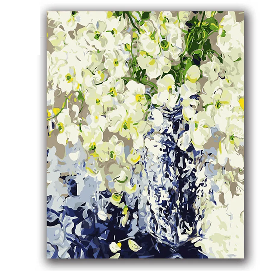 

Dancing Orchid Paint By numbes flowers Abstract Canvas drawing painting coloring picture by numbers with paint colors for girls
