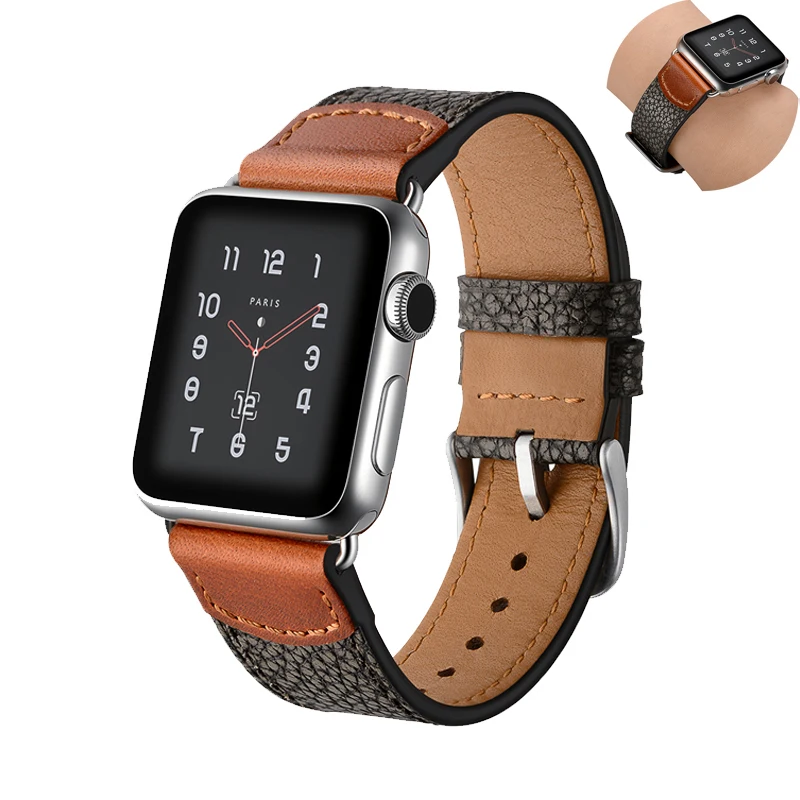 Ремешок кожаный высокого качества для apple watch band 44 мм 42 38 браслет с каменным узором