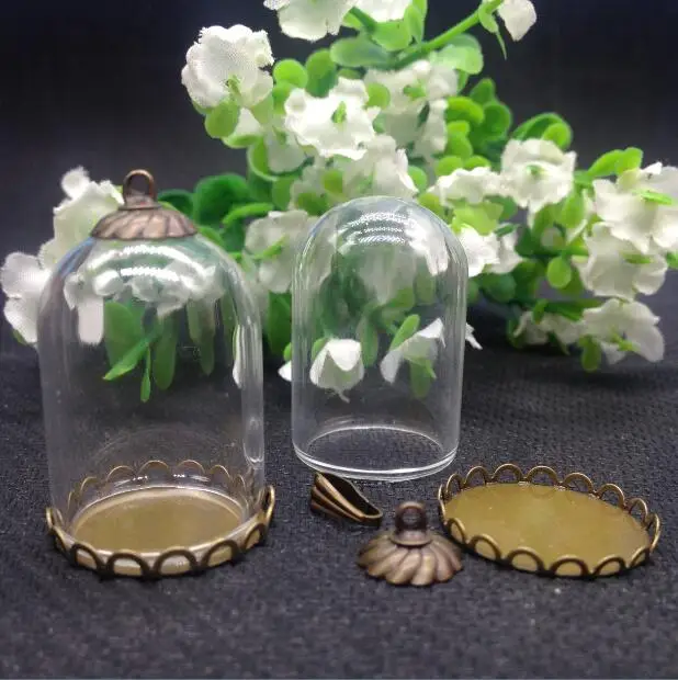 5 компл./лот кружевная основа в форме трубки 30*20 мм стеклянный шар античная бронза