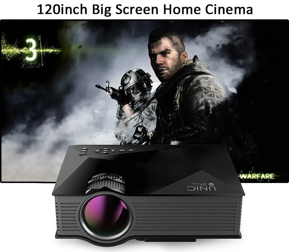 Мини Портативный UNIC UC46 + беспроводной WIFI Full HD светодиодный проектор для домашнего