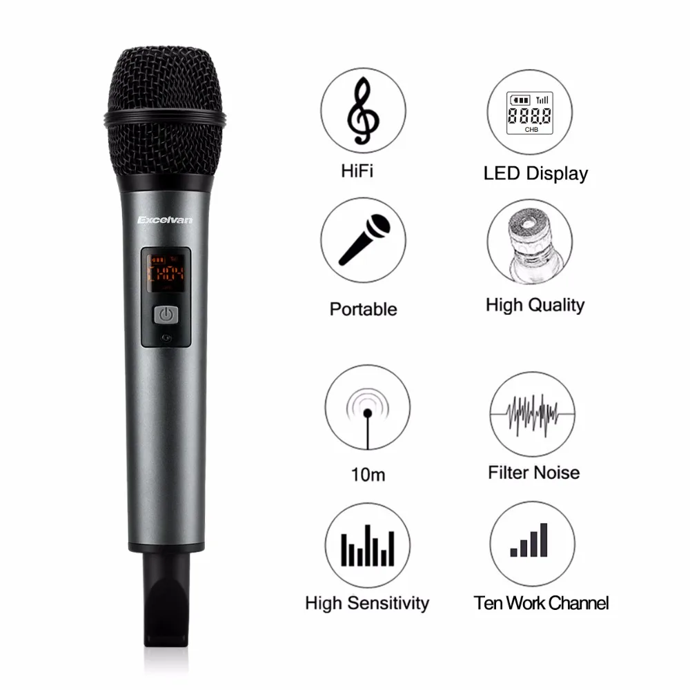 Excelvan K18V профессиональный Bluetooth беспроводной микрофон поддерживается зарядка