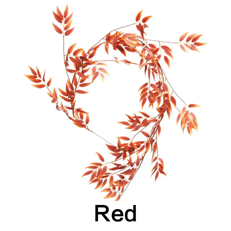 Red Мульти-стиль Искусственный цветок розы растения листья эвкалипта лозы поддельные цветы свадьба домашний Настенный декор ротанга зеленое растение - Цвет: Red