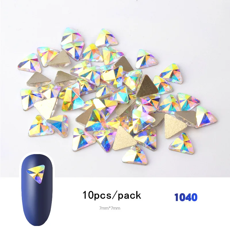 1040 10 шт, блестящие цветные 3D Стразы для дизайна ногтей, плоские с оборота стеклянные драгоценные камни, ювелирные изделия, 30 стилей, аксессуары для дизайна маникюра - Цвет: 1040