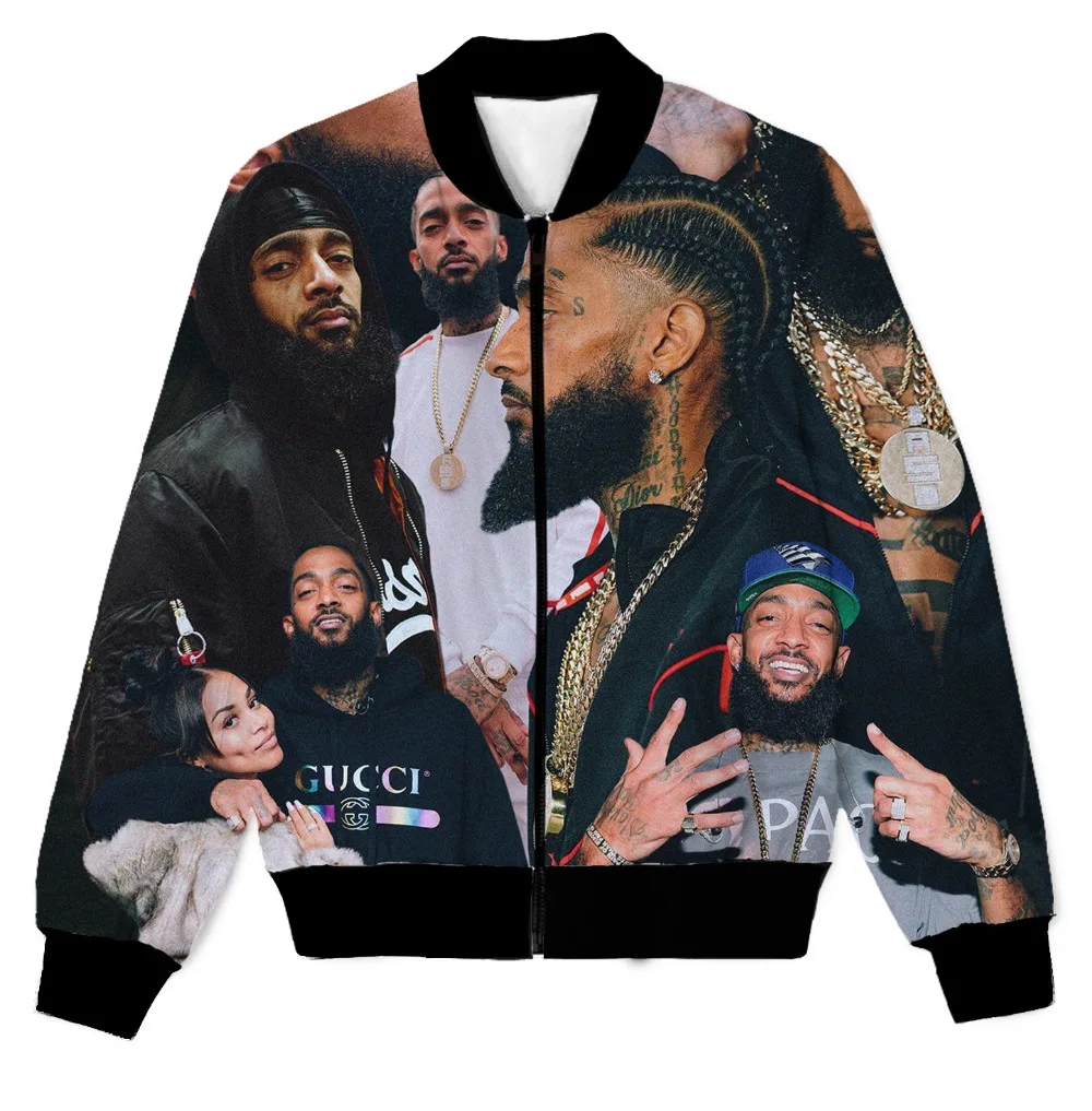 Настоящий американский размер в нашей памяти Nipsey Hussle 3D сублимационный принт молния вверх куртка плюс размер 4XL 5XL 6XL
