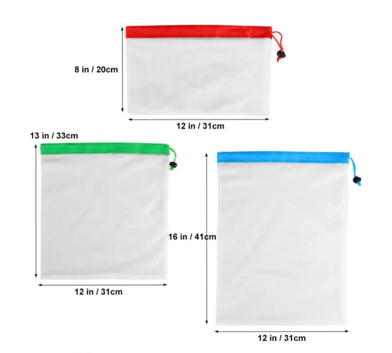 12pcs/lot Reusable Mesh Produce Bags Washable Eco Friendly for Grocery Shopping Storage Fruit Vegetable Toys Sundries |