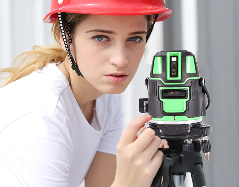 5 lines 6 points green laser level 360 degrees rotary outdoor mode - receiver and tilt slash available auto line | Инструменты