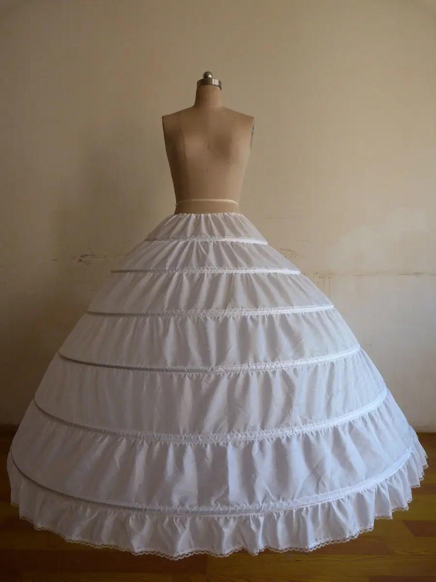 Fast Shipping White/Black 6 Hoops Petticoat Crinoline Slip Underskirt For Wedding Dress Bridal Gown In Stock 2018