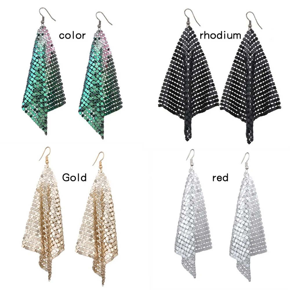 Модные металлические серьги в стиле панк блестящие капельки из алюминиевого