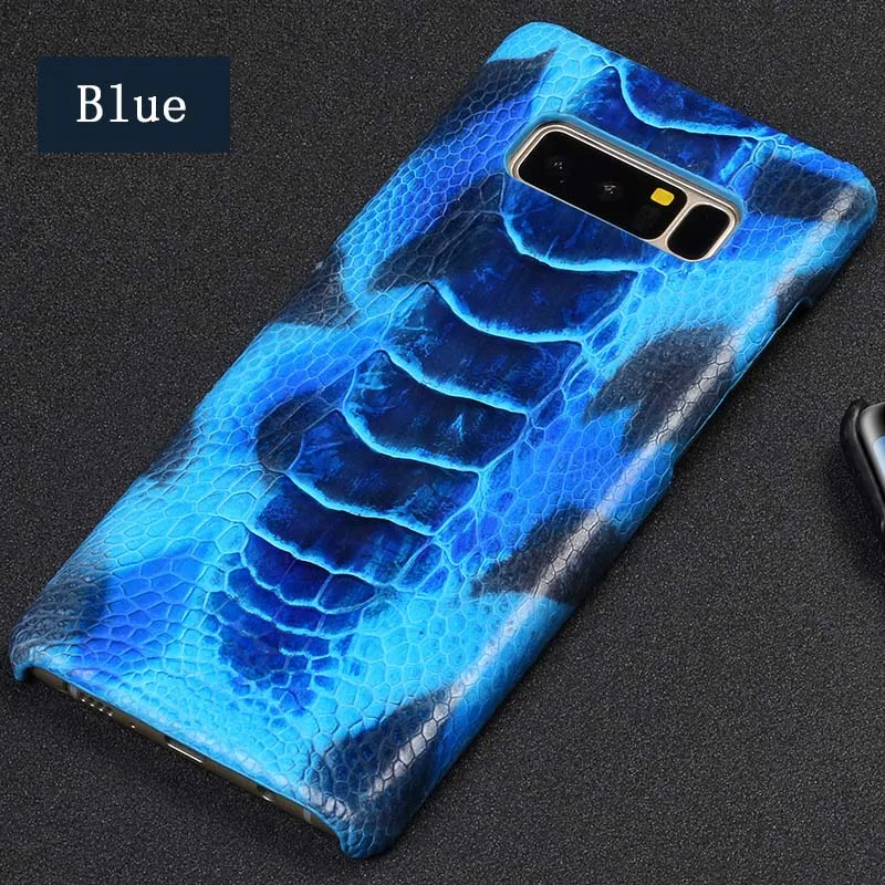 Для samsung Galaxy S6 S7 S8 S9 s10 Plus Note 8 9 A5 A7 A8 J3 J5 J7 натуральный страусиной кожи ног Тонкий включено задняя крышка - Цвет: Blue