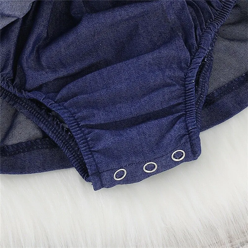 Милый кружевной джинсовый комбинезон для новорожденных девочек Новинка лета 2019