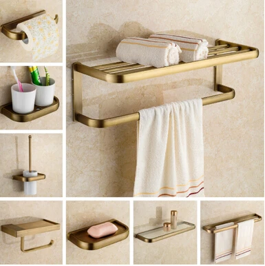 Роскошные медные аксессуары для ванной комнаты античный держатель полотенец