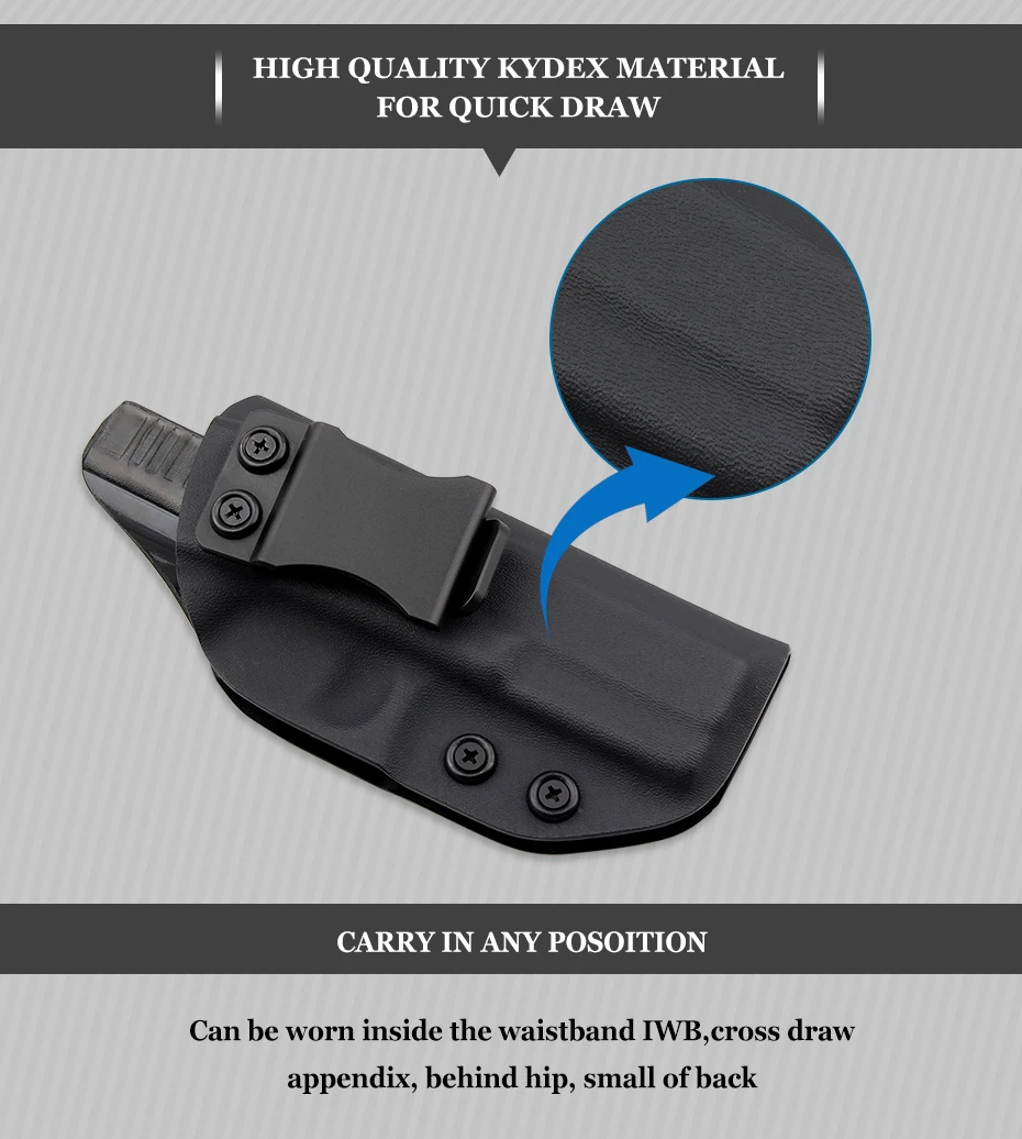 Vapanda IWB Kydex кобура Glock 17 черный скрытый Пистолет Кобура Для Пистолетов Glock 22 31 Охота