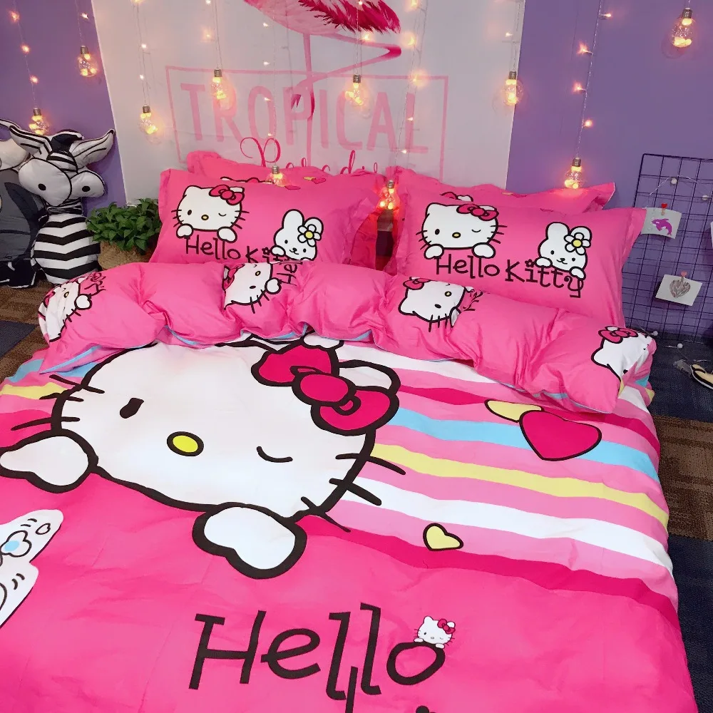 Распродажа комплект постельного белья с рисунком Hello Kitty Daroemon Cat фиолетово