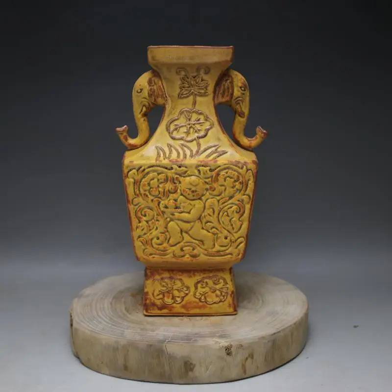 

Редкий династии Сонг (961 -- 1275) фарфоровая ваза, печь для обжига, бутылка с ушками слона, лучшая коллекция и украшение, бесплатная доставка
