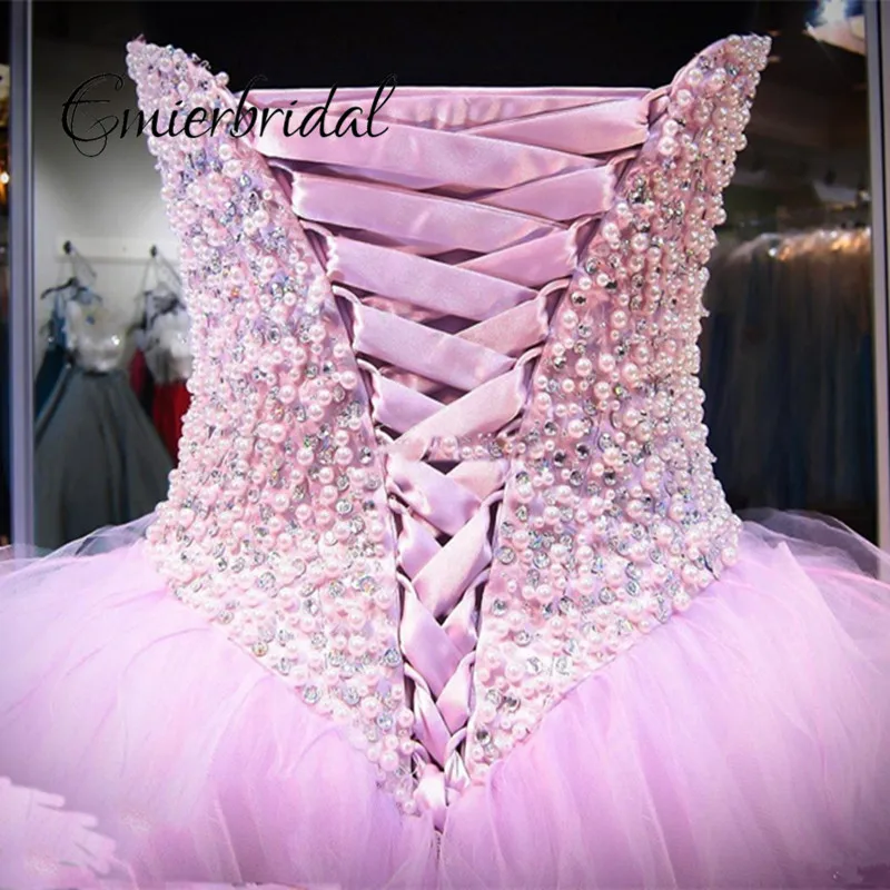 Лаванда Пышное платье Бальное Корсет Кристаллы Жемчуг Оборками 2017 Vintage Pageant