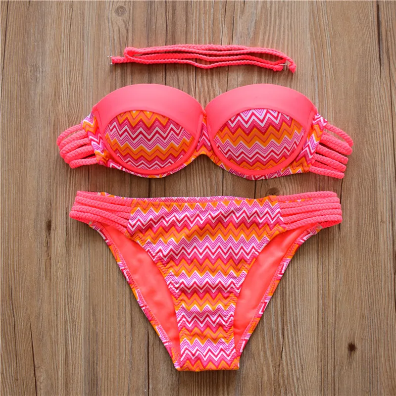Женские новые спортивные бикини пикантные Лоскутные в богемном стиле с принтом
