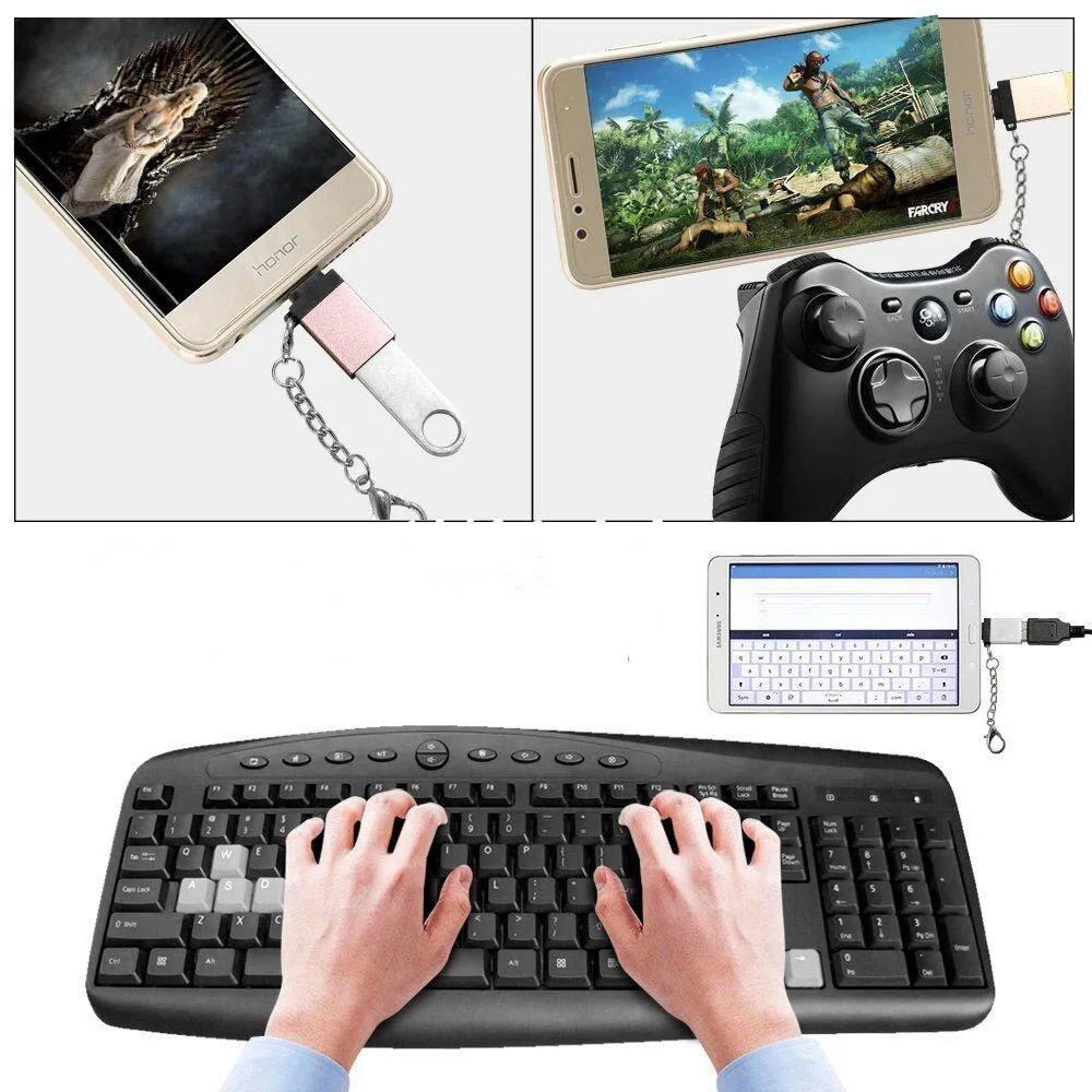 USB3.0 type C OTG адаптер с цепочкой для планшета samsung S10 S9 S8 huawei Xiaomi мобильных телефонов MacBook Pro U Disk Adapter
