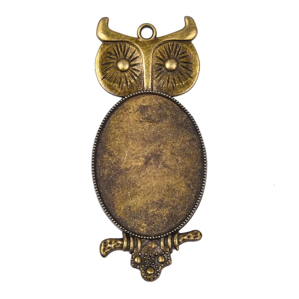 5 шт./лот подвеска в виде совы из цинкового сплава с кабошонами 30x40 мм плоский