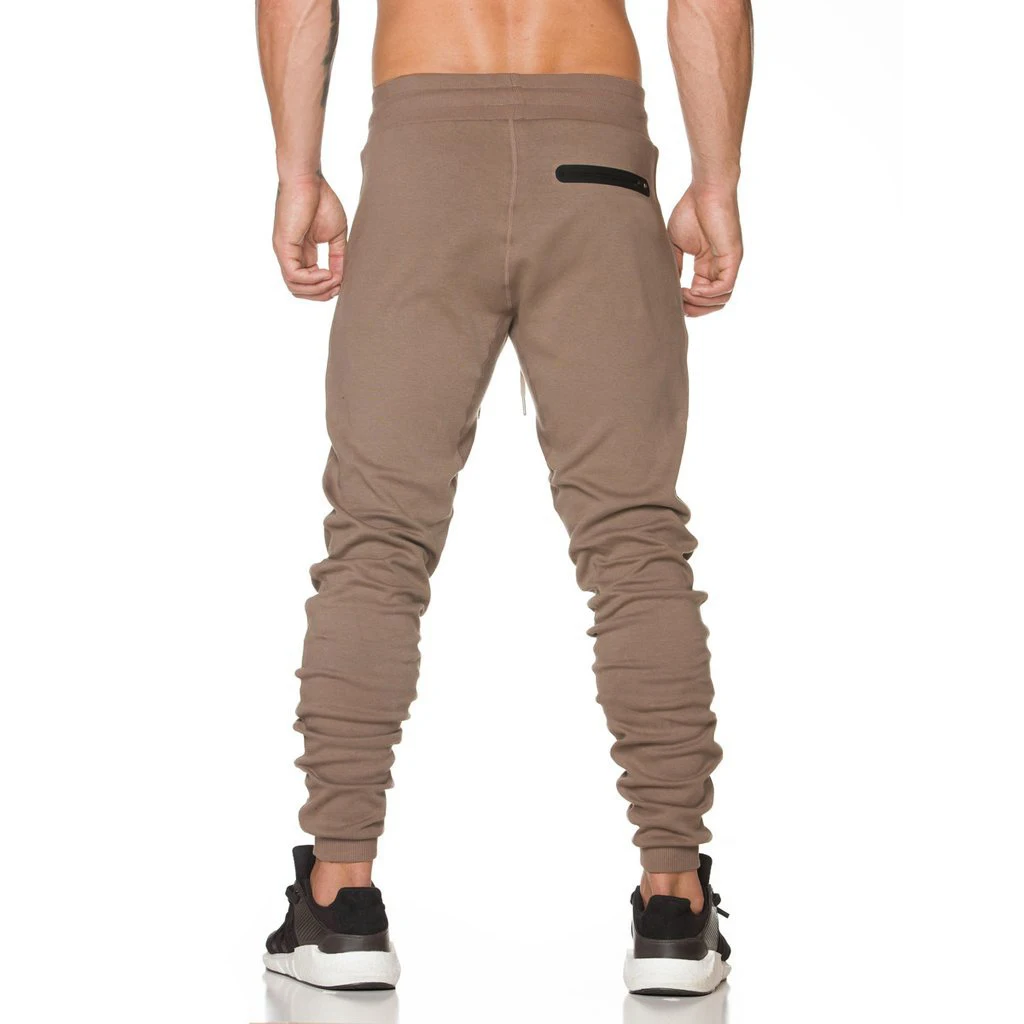 Брендовые мужские новые модные 2018 облегающие повседневные однотонные брюки на