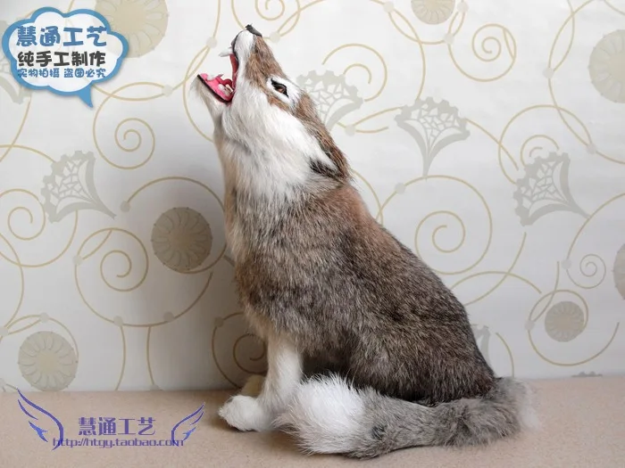 

20x13x23cm squatting wolf toy model polyethylene & furs resin handicraft,decoration,car accessories baby toy Christmas gift d409