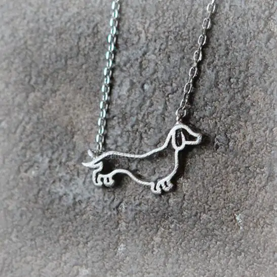 

Jinleansu Dachshund Necklaces Animal Jewelry Pets Dog Tiny Pendant Necklace For Women Girl Gift 10pcs/lot