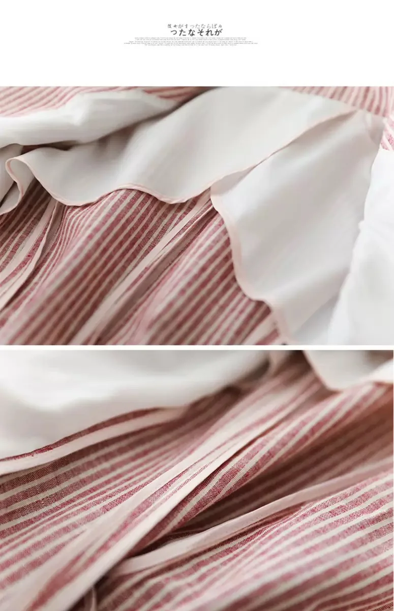 Льняной костюм женский тонкий 2020 Летний Новый Полосатый с длинным рукавом на