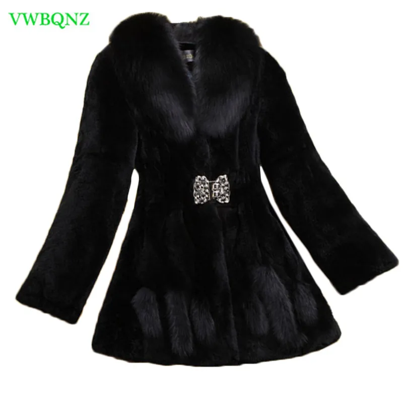 New Faux Fur Coat Plus size Women's Artificial Rex Rabbit Cape Jacket Female Overcoat Short Imitation Coats 6XL A772 | Женская
