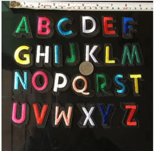 DD 10 шт./лот A-Z Английский алфавит патчи железные onPatch для одежды рюкзаки головные уборы цветными надписями и вышитой аппликацией наклейки