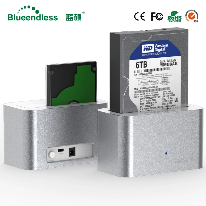 Алюминий Hdd док станция для Box 3 5 &quotSata Usb Тип C 0 Металл чтения детей возрастом 1 6 ТБ