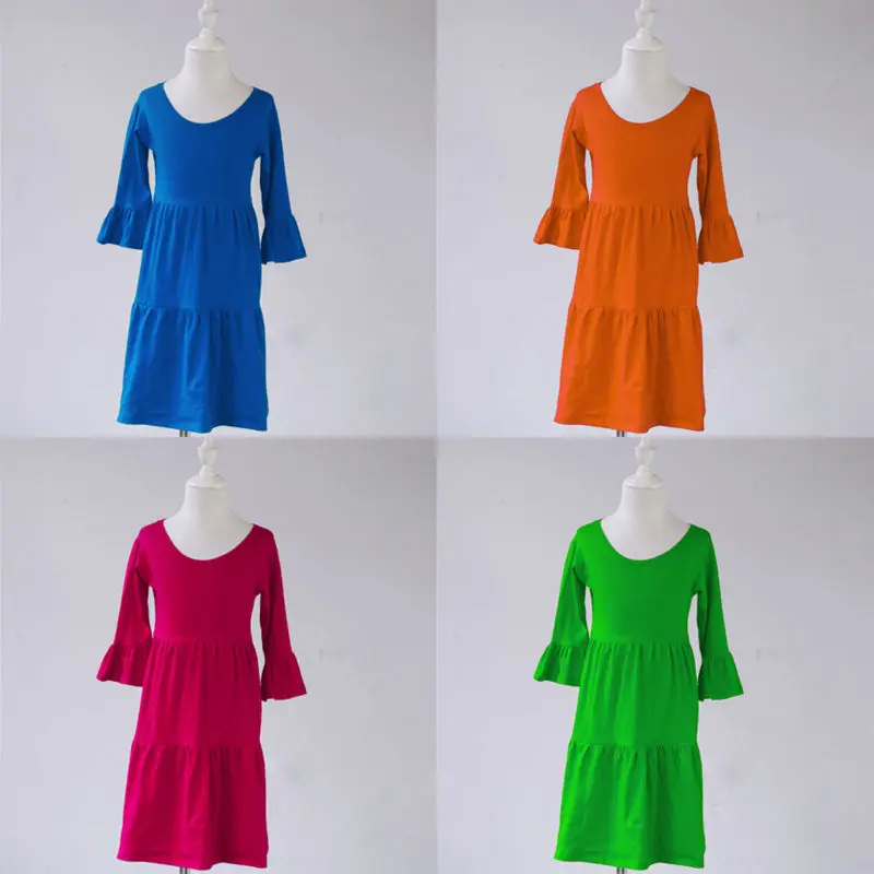 Детская одежда однотонная трикотажная с оборками для подростков Повседневное