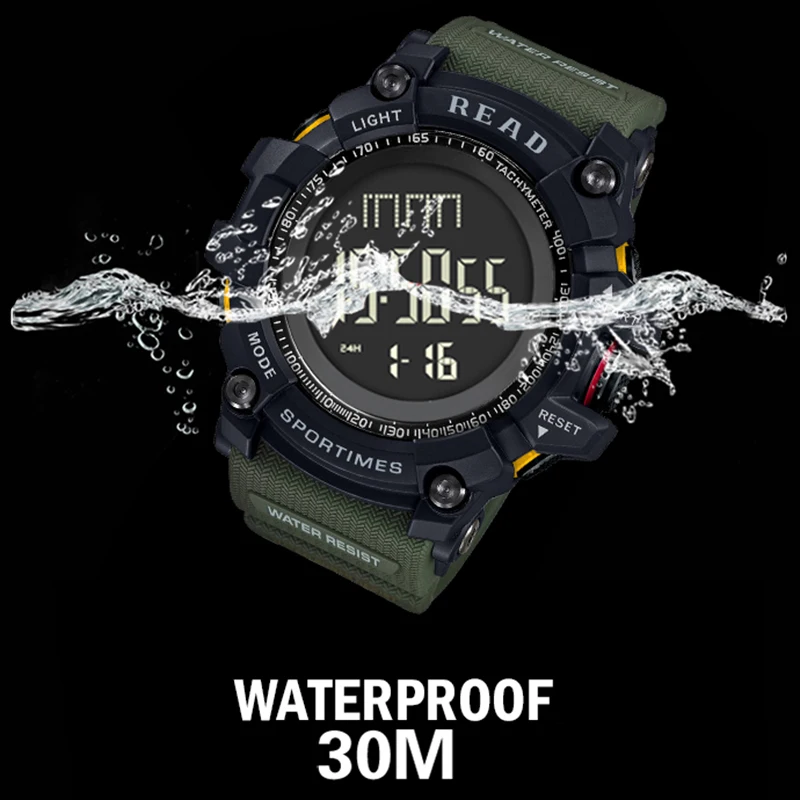 Часы для мужчин модные водонепроницаемые электронные часы с подсветкой