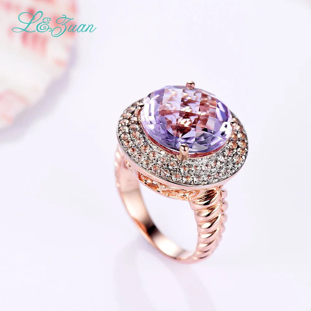 Женское кольцо L &amp zuan элитное из серебра 925 пробы с аметистом 5 482ct фиолетовый