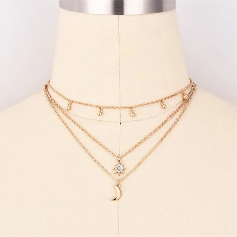 Модное ожерелье Timlee N024 BD в богемном стиле с бусинами Луной и звездами оптовая