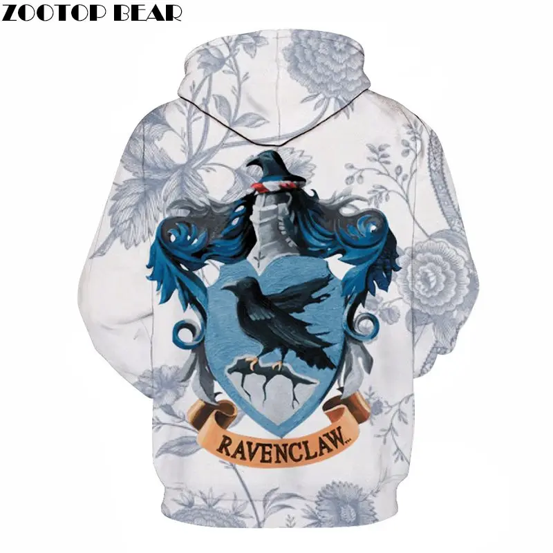 Фиолетовый бренд Ravenclaw с 3D принтом; Повседневная Толстовка с капюшоном; мужской спортивный костюм; пуловер с капюшоном; уличная одежда; пальто унисекс; Прямая поставка; ZOOTOPBEAR