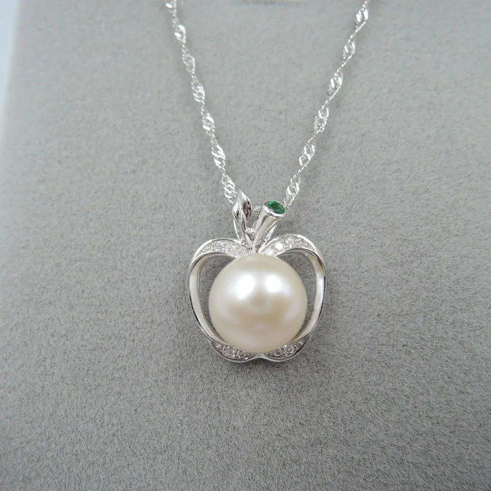 100% натуральное пресноводное круглое жемчужное ожерелье с серебряной цепочкой 925