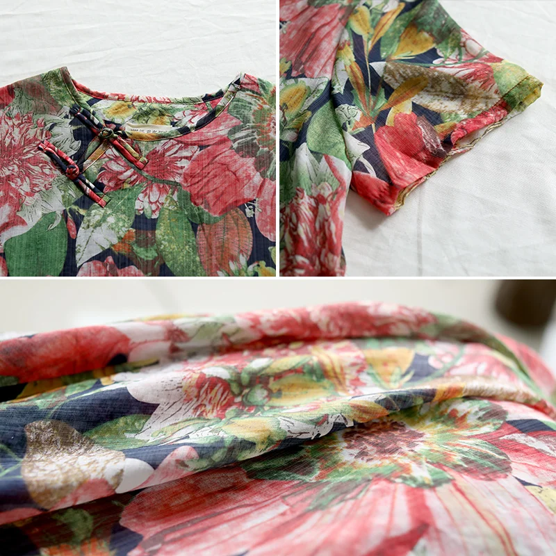 

2019 Hisenky Summer New Style Big Flower Dress Women Short Sleeve Long Dress Vintage Ethnic Dress Loose Dress Robe Femme