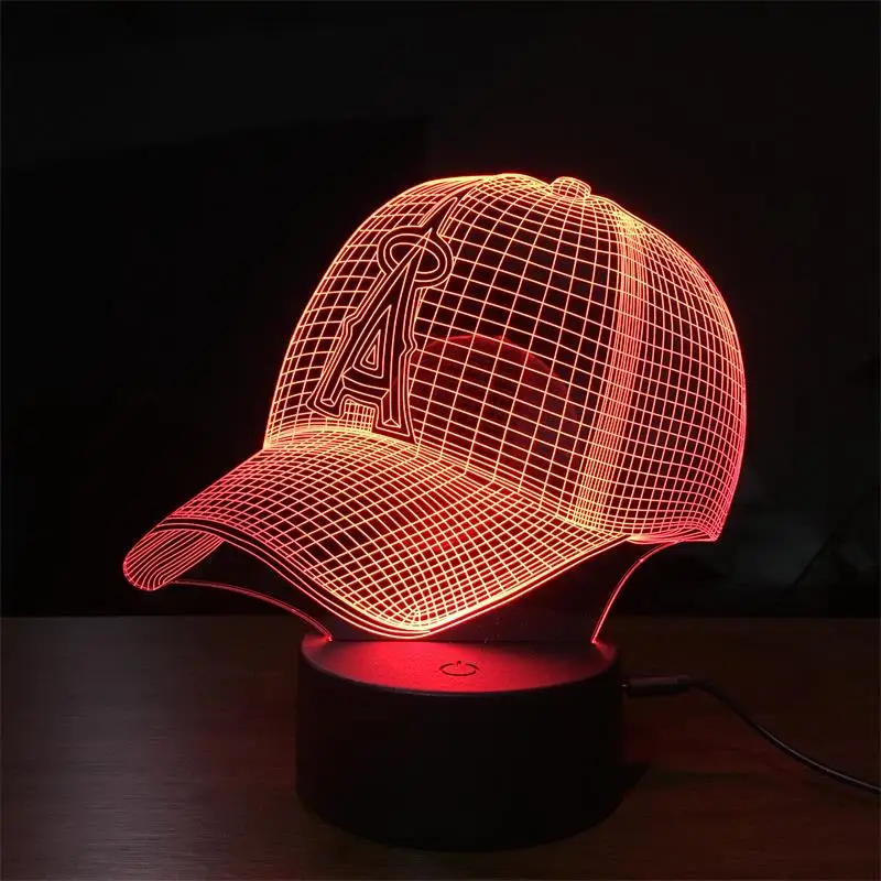 Бейсбольная кепка светодиодный 3d ночник спортивная шапка настольная лампа USB 7