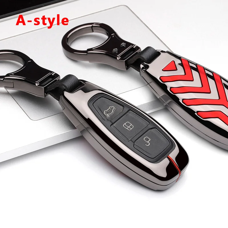 A Gun Red Car styling key case remote control keychain For Ford key cover Focus MK3 MK4 Mondeo galaxy ecosport Kuga ST Automotive products - Название цвета: A Gun Red