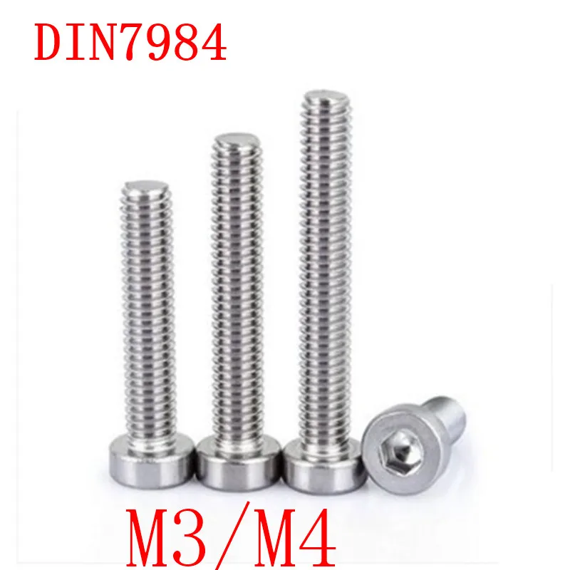50 шт./лот DIN7984 M3 * L M4 нержавеющая сталь 304 Шестигранная головка винты болты с
