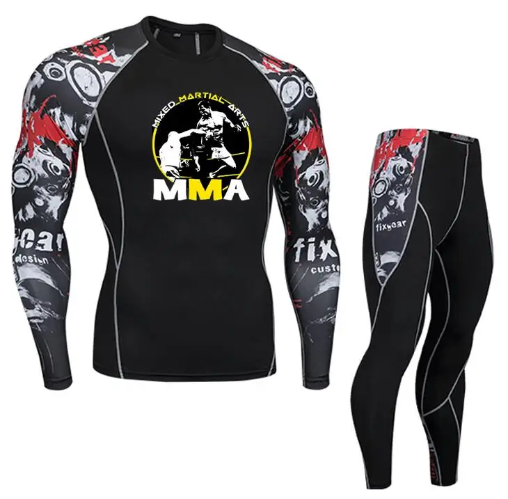 MMA мужская UFC Тема Мода Фитнес Футболка Бодибилдинг компрессия наборы рубашка