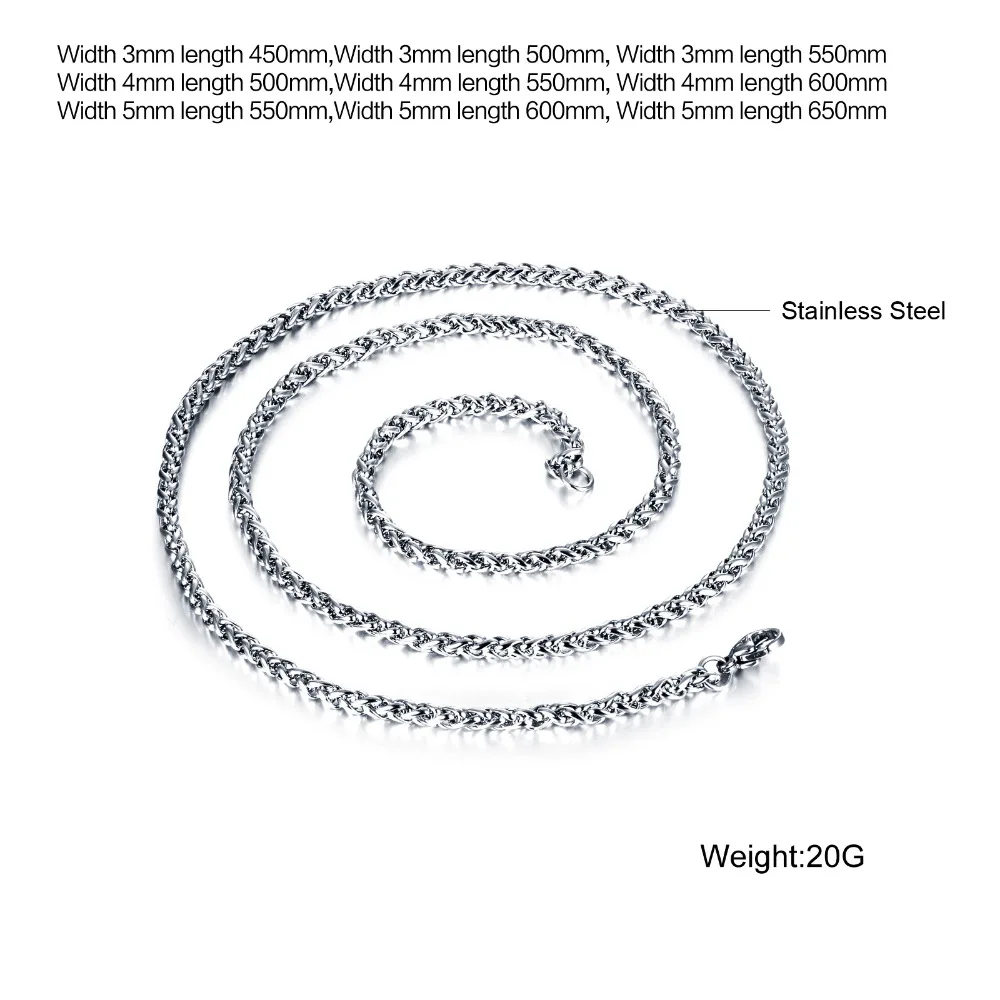 Ouriner Man Link Chain Necklaces Classical Stainless Full Steel Men's Jewelry Gift Multiple Choices All Match GL324 | Украшения и