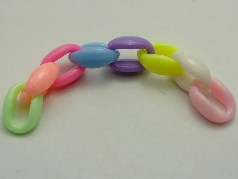 200 Смешанная Пастель Цвет акриловые овальные открытые кольца Бусины 16x11 мм