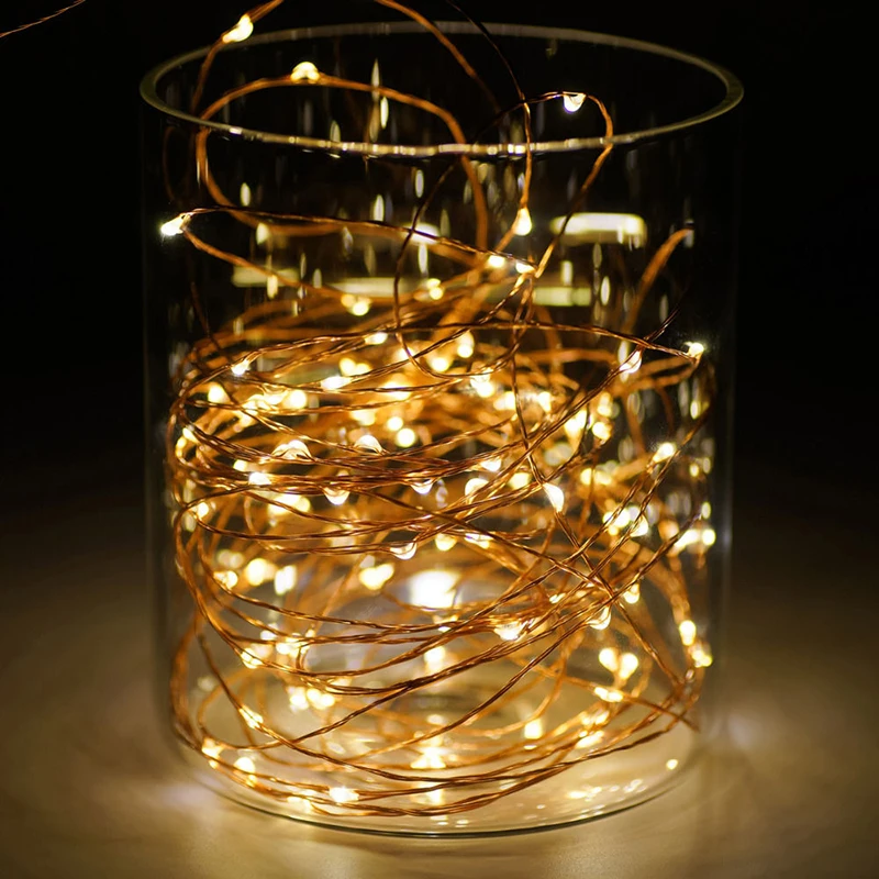 10m 100 led LED String Lights Battery Powered with Remote 33ft Copper Wire Waterproof Indoor Outdoor Christmas Tree Lighting | Лампы и
