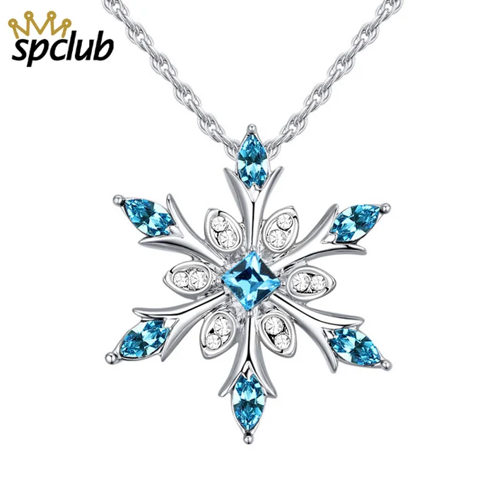 Новые ожерелья с подвеской в виде снежинки кристаллы Swarovski женское колье